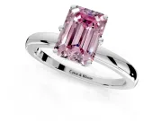 Solitaire Engagement Ring Setting for Fancy Pink Emerald Cut Center with Plain Band and Tulip Prong Head in Platinum