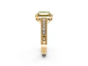 Milgrain Halo Engagement Ring Setting for Fancy Yellow Asscher Cut Center with Pave Band and Prong Head in Yellow Gold