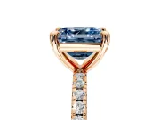 Solitaire Engagement Ring Setting for Fancy Blue Asscher Cut Center with Fine Pave Narrow Band and Prong Head in Rose Gold