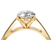 Solitaire Engagement Ring Setting for Oval Center with Tapered Split Shoulders and Prong Head in Yellow Gold