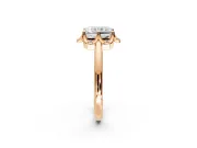 Floral Frame Engagement Ring Setting for Radiant Cut Center with Accent Clusters and Prong Head in Rose Gold