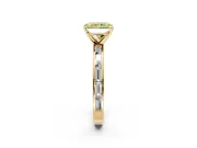 Solitaire Engagement Ring Setting for Fancy Yellow Radiant Cut Center with Channel Baguette Band and Prong Head in Yellow Gold