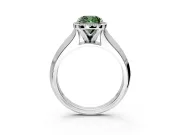 Halo Engagement Ring Setting for Fancy Green Cushion Cut Center with Knife Ridge Cathedral Band and Prong Head in White Gold