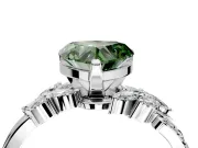 Solitaire Engagement Ring Setting for Fancy Green Heart-Shaped Center with Marquise Accent Twist Band and Prong Head in White Gold