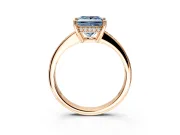 Solitaire Engagement Ring Setting for Fancy Blue Princess Cut Center with Channel-Set Accent Band and Prong Head in Rose Gold