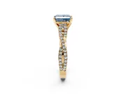 Solitaire Engagement Ring Setting for Fancy Blue Princess Cut Center with Twisted Pave Split Shank and Prong Head in Yellow Gold