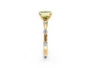 Solitaire Engagement Ring Setting for Fancy Yellow Asscher Cut Center with Bezel Station Band and Prong Head in Yellow Gold