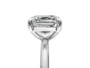 Low-Set Solitaire Engagement Ring Setting for Asscher Cut Center with Thin Plain Band and Prong Head in Platinum