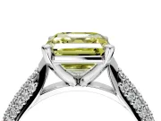Solitaire Engagement Ring Setting for Fancy Yellow Asscher Cut Center with Multi-Row Accents and Prong Head in Sterling Silver