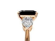 3 Stone Engagement Ring Setting for Fancy Black Emerald Cut Center with Large Pear-Shaped Accents and Prong Head in Rose Gold