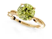 Solitaire Engagement Ring Setting for Fancy Yellow Round Cut Center with Twist Band and Bead Prong Head in Yellow Gold