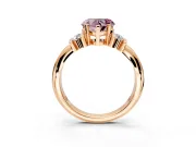 Solitaire Engagement Ring Setting for Fancy Pink Heart-Shaped Center with Grooved Bar Accent Band and Prong Head in Rose Gold