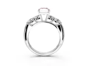 5 Stone Engagement Ring Setting for Fancy Pink Radiant Cut Center with Graduated Accents and Prong Head in Sterling Silver