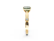 Solitaire Engagement Ring Setting for Fancy Green Princess Cut Center with Carved Leaf Shoulders and Prong Head in Yellow Gold