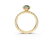Solitaire Engagement Ring Setting for Fancy Green Marquise Center with Shared-Prong Accents and Prong Head in Yellow Gold