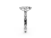 Solitaire Engagement Ring Setting for Marquise Center with Scrollwork Band and Prong Head in Platinum