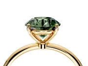 Solitaire Engagement Ring Setting for Fancy Green Round Cut Center with Straight Thin Band and Prong Head in Yellow Gold