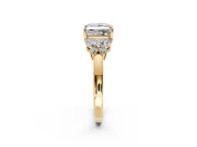Solitaire Engagement Ring Setting for Princess Cut Center with Marquise Flower Shoulders and Prong Head in Yellow Gold