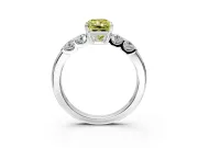 5 Stone Engagement Ring Setting for Fancy Yellow Radiant Cut Center with Plain Band and Prong Head in Platinum