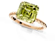 Solitaire Engagement Ring Setting for Fancy Yellow Asscher Cut Center with Plain Twisted Rope Band and Prong Head in Rose Gold