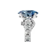 Solitaire Engagement Ring Setting for Fancy Blue Oval Center with Crossover Accents and Prong Head in Sterling Silver