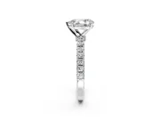 Open Basket Engagement Ring Setting for Pear-Shaped Center with Pave Band and Prong Head in Sterling Silver