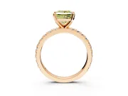 Solitaire Engagement Ring Setting for Fancy Yellow Princess Cut Center with Fine Pave Band and Claw Prong Head in Rose Gold