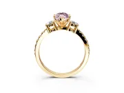 3 Stone Engagement Ring Setting for Fancy Pink Marquise Center with Round Cut Side Accents and Prong Head in Yellow Gold