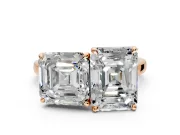 Asscher Cut and Emerald Cut Lab-Grown Diamond Toi et Moi Engagement Ring with Prong-Set Stones in Rose Gold