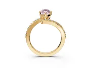 Solitaire Engagement Ring Setting for Fancy Pink Marquise Center with Pave Bypass Swirl Band and Prong Head in Yellow Gold