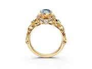 Solitaire Engagement Ring Setting for Fancy Blue Marquise Center with Filigree Band and Prong Head in Yellow Gold
