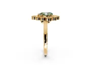 Cluster Halo Engagement Ring Setting for Fancy Green Pear-Shaped Center with Milgrain Bezel Accents and Prong Head in Yellow Gold