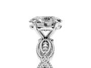 Solitaire Engagement Ring Setting for Oval Center with Marquise Panel Band and Prong Head in Platinum