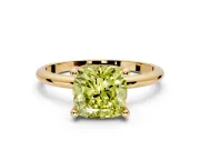 Minimalist Solitaire Engagement Ring Setting for Fancy Yellow Cushion Cut Center with Thin Band and Prong Head in Yellow Gold