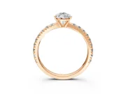 Solitaire Engagement Ring Setting for Pear-Shaped Center with Large Accent Band and Prong Head in Rose Gold