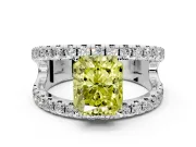 Solitaire Engagement Ring Setting for Fancy Yellow Radiant Cut Center with Wide-Open Split Shank and Prong Head in Sterling Silver