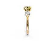 3 Stone Engagement Ring Setting for Fancy Yellow Round Cut Center with Large Pear-Shaped Accents and Prong Head in Yellow Gold