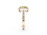 Halo Engagement Ring Setting for Fancy Yellow Radiant Cut Center with Heart-Shaped Openwork, Pave Band and Prong Head in Rose Gold