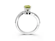 Solitaire Engagement Ring Setting for Fancy Yellow Radiant Cut Center with Pave Bypass Swirl Band and Prong Head in White Gold