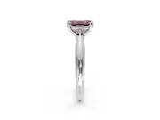 Solitaire Engagement Ring Setting for Fancy Pink Emerald Cut Center with Reverse Tapered Band and Prong Head in Sterling Silver