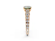 Solitaire Engagement Ring Setting for Fancy Green Princess Cut Center with Pave Cathedral Shoulders and Prong Head in Rose Gold