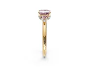 Hidden Halo Engagement Ring Setting for Fancy Pink Princess Cut Center with Plain Rounded Band and Prong Head in Yellow Gold