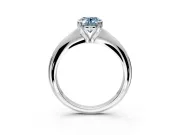 Solitaire Engagement Ring Setting for Fancy Blue Oval Center with Reverse Tapered Band and Prong Head in Sterling Silver