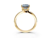 Solitaire Engagement Ring Setting for Fancy Blue Princess Cut Center with Raised Channel Band and Prong Head in Yellow Gold