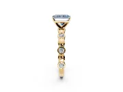 Solitaire Engagement Ring Setting for Fancy Blue Radiant Cut Center with Beaded Bezel Station Band and Prong Head in Yellow Gold