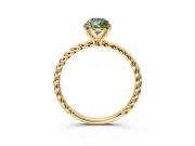 Solitaire Engagement Ring Setting for Fancy Green Pear-Shaped Center with Plain Twisted Rope Band and Prong Head in Yellow Gold