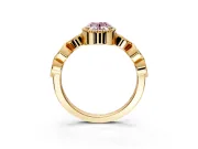 Vintage Station Engagement Ring Setting for Fancy Pink Oval Center with Accents and Prong Head in Yellow Gold