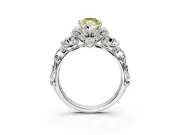 Solitaire Engagement Ring Setting for Fancy Yellow Marquise Center with Filigree Band and Prong Head in White Gold