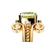 Solitaire Engagement Ring Setting for Fancy Yellow Princess Cut Center with Twisted Band and Scroll Prong Head in Yellow Gold