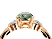 Solitaire Engagement Ring Setting for Fancy Green Pear-Shaped Center with Grooved Bar Accent Band and Prong Head in Rose Gold